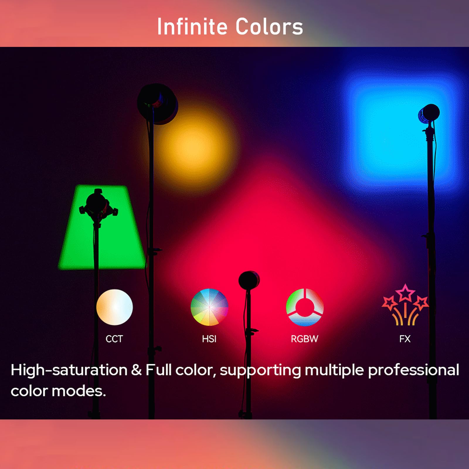 GODOX RS60R RGB Led Video Light, with CCT 1800 - 10000K, 14 Lighting Effects, HSI and RGBW Modes, Supports DMX/APP Control and Multiple Power Solutions - Letwell