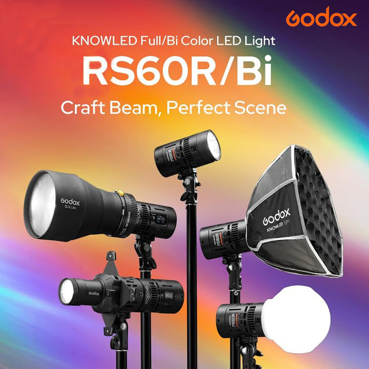 GODOX RS60R RGB Led Video Light, with CCT 1800 - 10000K, 14 Lighting Effects, HSI and RGBW Modes, Supports DMX/APP Control and Multiple Power Solutions - Letwell