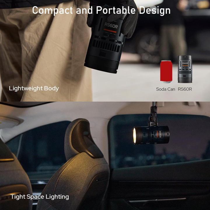 GODOX RS60R RGB Led Video Light, with CCT 1800 - 10000K, 14 Lighting Effects, HSI and RGBW Modes, Supports DMX/APP Control and Multiple Power Solutions - Letwell