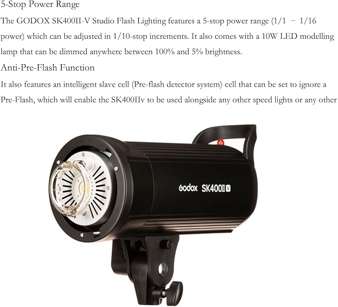 Godox SK400II V SK400IIV SK400II - V Flash Monolight,Bowens Mount 400W Studio Strobe Flash, GN65 5600K 2.4G with LED Modeling Lamp for Studio(SK400II Upgraded Version - Letwell
