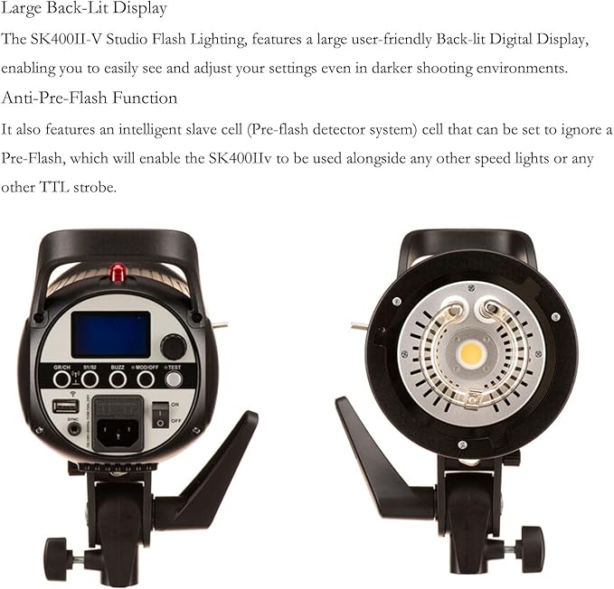 Godox SK400II V SK400IIV SK400II - V Flash Monolight,Bowens Mount 400W Studio Strobe Flash, GN65 5600K 2.4G with LED Modeling Lamp for Studio(SK400II Upgraded Version - Letwell