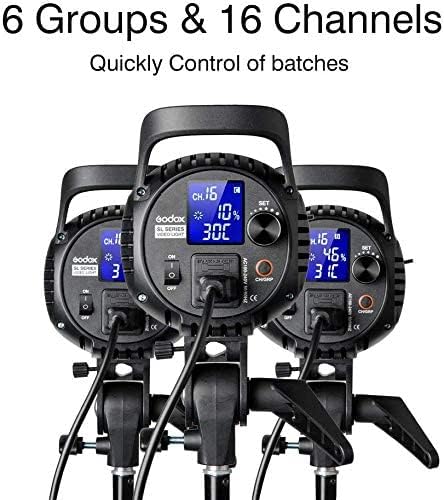 Godox SL - 60W with 80CMX80CM Softbox Grid Kit,Upgrade Version 60W 5600±300K Bowens Mount Led Continuous Video Light,433MHz Grouping System, for Video Recording - Letwell
