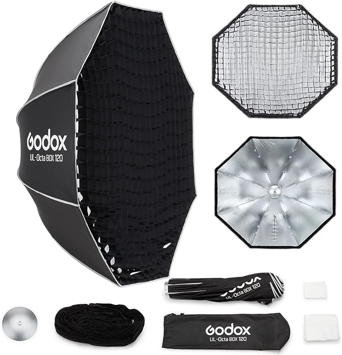 Godox Softbox Godox Quick Release Umbrella Octagonal Softbox,Bowens Mount with Removable Front and Inner Diffusers/Grip/Diffuser Plate for Photography, Live Streaming - Letwell