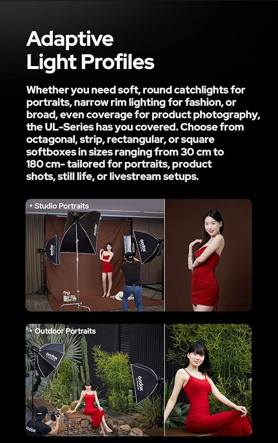 Godox Softbox Godox Quick Release Umbrella Octagonal Softbox,Bowens Mount with Removable Front and Inner Diffusers/Grip/Diffuser Plate for Photography, Live Streaming - Letwell