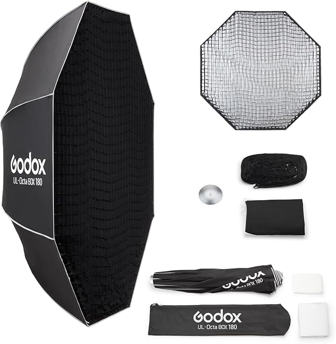 Godox Softbox Godox Quick Release Umbrella Octagonal Softbox,Bowens Mount with Removable Front and Inner Diffusers/Grip/Diffuser Plate for Photography, Live Streaming - Letwell