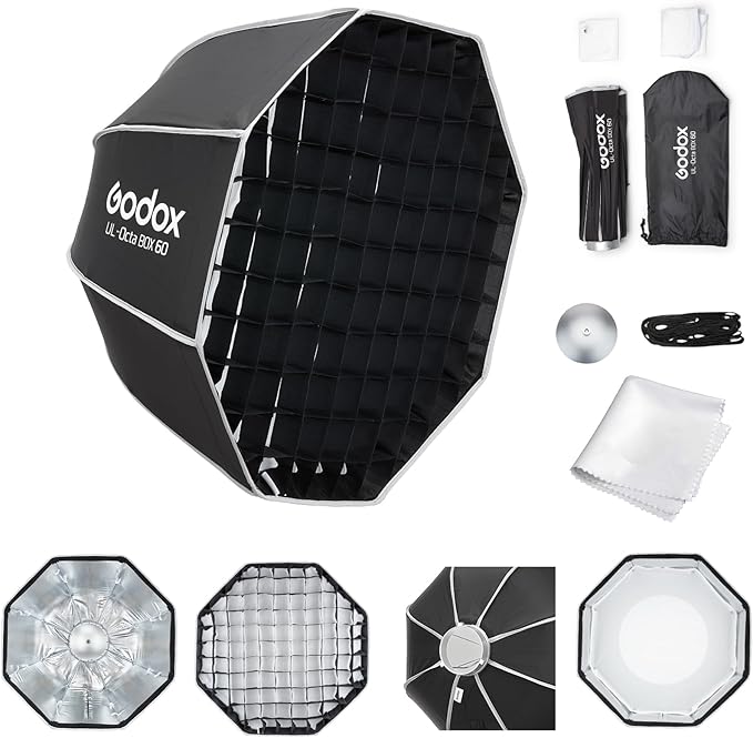 Godox Softbox Godox Quick Release Umbrella Octagonal Softbox,Bowens Mount with Removable Front and Inner Diffusers/Grip/Diffuser Plate for Photography, Live Streaming - Letwell
