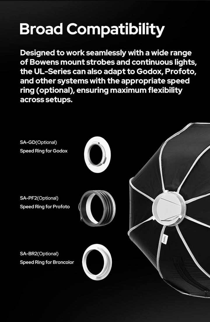 Godox Softbox Godox Quick Release Umbrella Softbox,Bowens Mount with Removable Front and Inner Diffusers/Grip/Diffuser Plate for Photography, Live Streaming,Location Portrait - Letwell
