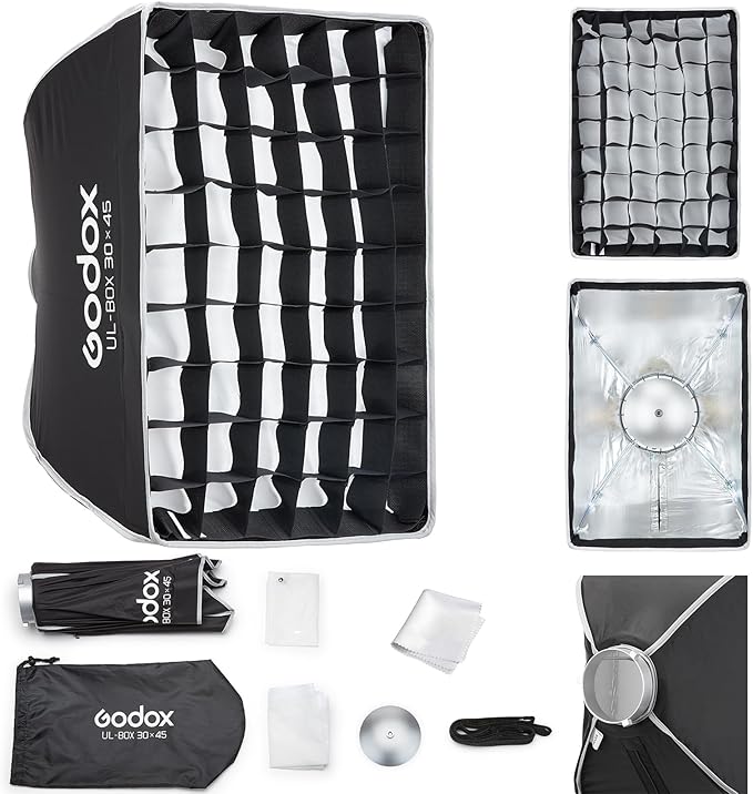 Godox Softbox Godox Quick Release Umbrella Softbox,Bowens Mount with Removable Front and Inner Diffusers/Grip/Diffuser Plate for Photography, Live Streaming,Location Portrait - Letwell