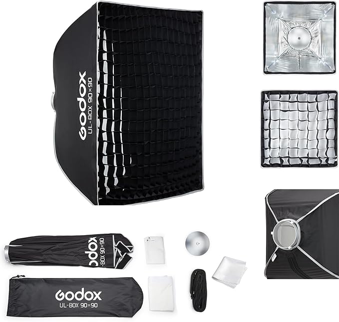 Godox Softbox Godox Quick Release Umbrella Softbox,Bowens Mount with Removable Front and Inner Diffusers/Grip/Diffuser Plate for Photography, Live Streaming,Location Portrait - Letwell