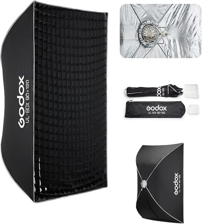 Godox Softbox Godox Quick Release Umbrella Softbox,Bowens Mount with Removable Front and Inner Diffusers/Grip/Diffuser Plate for Photography, Live Streaming,Location Portrait - Letwell