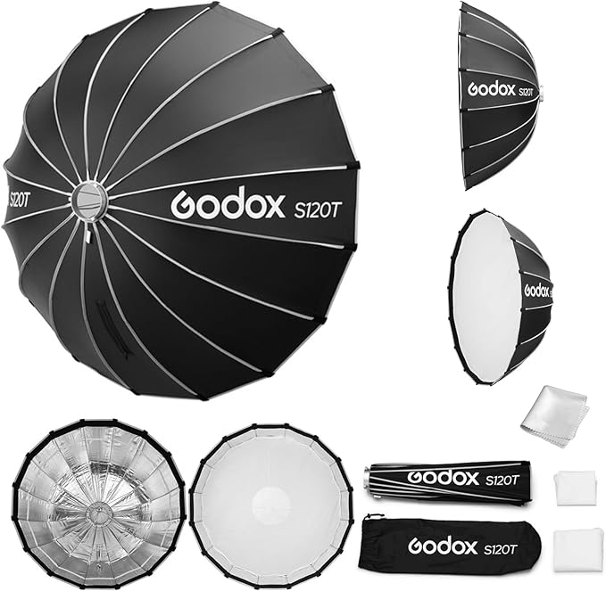 Godox Softbox Godox S65T 65cm/25.6in, Godox S85T 85cm/33.5in, S120T 120cm/47.3in Quick Release Umbrella Softbox, Bowens Mount with Removable Front and Inner Diffusers for Photography, Live Streaming and Travel - Letwell