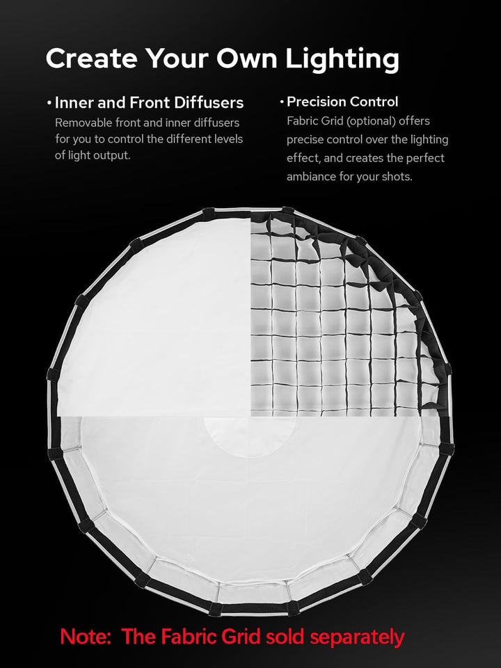 Godox Softbox Godox S65T 65cm/25.6in, Godox S85T 85cm/33.5in, S120T 120cm/47.3in Quick Release Umbrella Softbox, Bowens Mount with Removable Front and Inner Diffusers for Photography, Live Streaming and Travel - Letwell