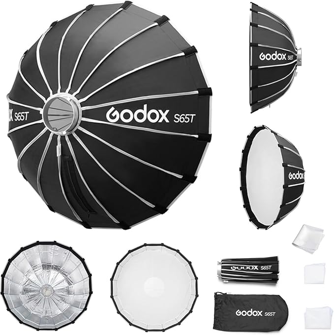 Godox Softbox Godox S65T 65cm/25.6in, Godox S85T 85cm/33.5in, S120T 120cm/47.3in Quick Release Umbrella Softbox, Bowens Mount with Removable Front and Inner Diffusers for Photography, Live Streaming and Travel - Letwell