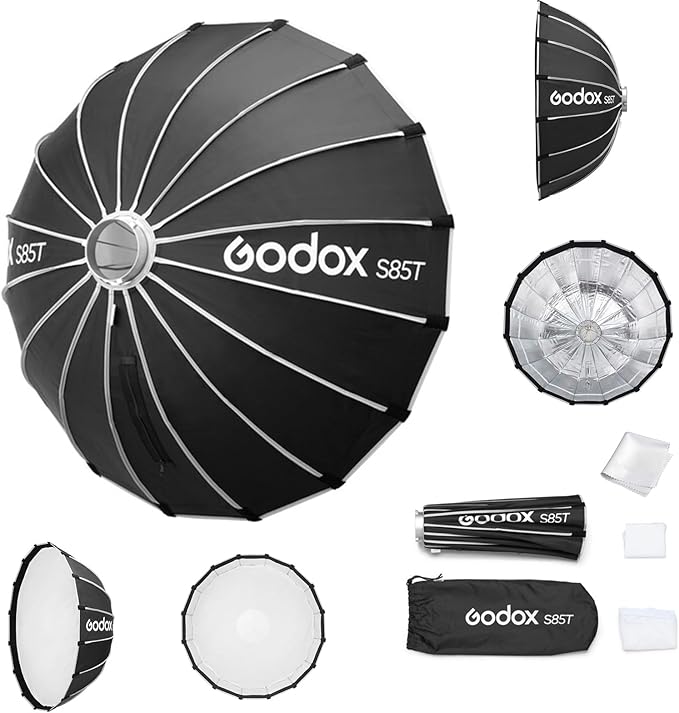 Godox Softbox Godox S65T 65cm/25.6in, Godox S85T 85cm/33.5in, S120T 120cm/47.3in Quick Release Umbrella Softbox, Bowens Mount with Removable Front and Inner Diffusers for Photography, Live Streaming and Travel - Letwell