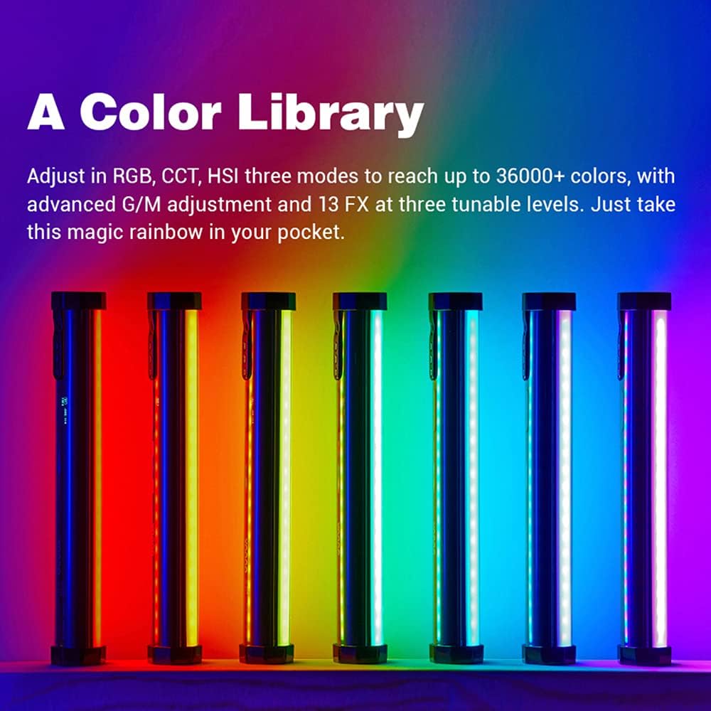 Godox TL30 Full - Color RGB Tube Light, CRI 97 TLCI 99 Accurate Color, RGB CCT HSI Mode, 2700k - 6500K Adjustable, 13 Fx Light Effect, APP Control Support, Brightness Adjustable, Magnet Design - Letwell