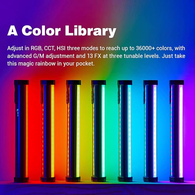 Godox TL30 Full - Color RGB Tube Light, CRI 97 TLCI 99 Accurate Color, RGB CCT HSI Mode, 2700k - 6500K Adjustable, 13 Fx Light Effect, APP Control Support, Brightness Adjustable, Magnet Design - Letwell