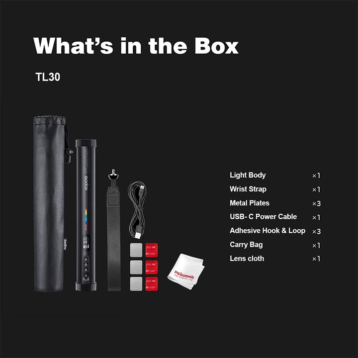 Godox TL30 Full - Color RGB Tube Light, CRI 97 TLCI 99 Accurate Color, RGB CCT HSI Mode, 2700k - 6500K Adjustable, 13 Fx Light Effect, APP Control Support, Brightness Adjustable, Magnet Design - Letwell