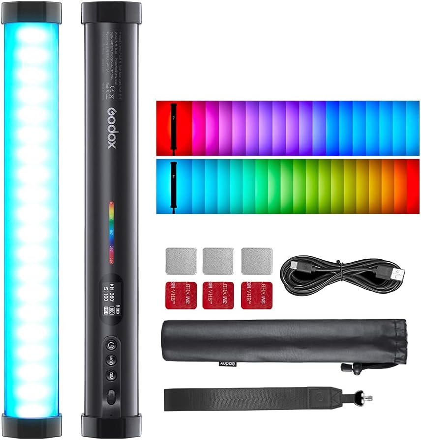 Godox TL30 Full - Color RGB Tube Light, CRI 97 TLCI 99 Accurate Color, RGB CCT HSI Mode, 2700k - 6500K Adjustable, 13 Fx Light Effect, APP Control Support, Brightness Adjustable, Magnet Design - Letwell