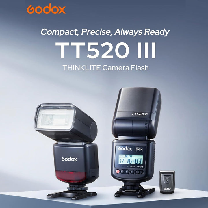 Godox TT520 III TT520III Camera Flash - Godox TT520 II TT520II Upgraded, 433MHz GN33 Manual Flash with RT - 16 Transmitter, 1/128 - 1/1Power(±1/3 - stop), S1/S2 Mode,Compatible w/Center - Pin Hotshoe Cameras - Letwell