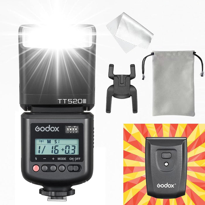 Godox TT520 III TT520III Camera Flash - Godox TT520 II TT520II Upgraded, 433MHz GN33 Manual Flash with RT - 16 Transmitter, 1/128 - 1/1Power(±1/3 - stop), S1/S2 Mode,Compatible w/Center - Pin Hotshoe Cameras - Letwell