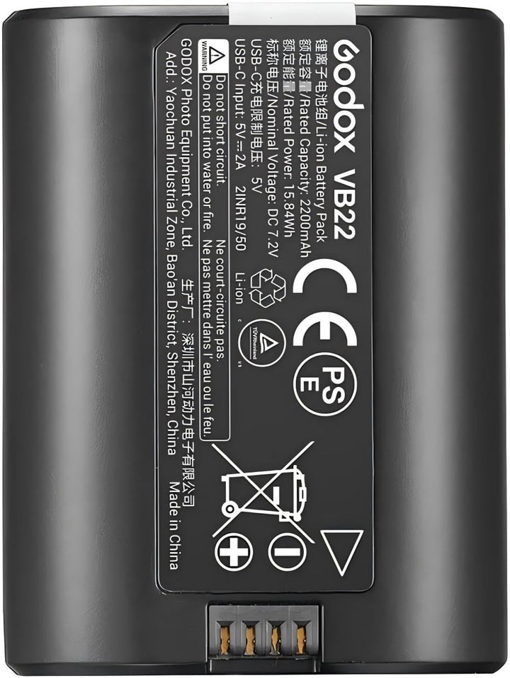 GODOX V480 Battery, VB22 Battery for V480C V480S V480N V480O V480F V480O Camera Flash, USB C Charging, 7.2V 2200mAh - Letwell