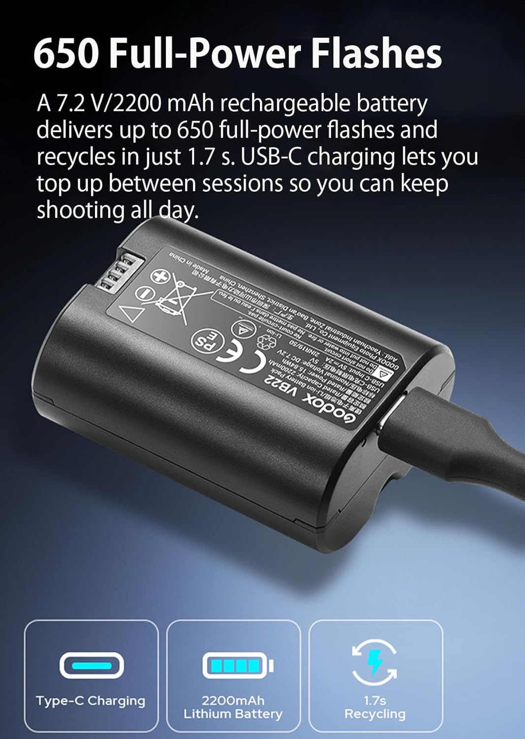 Godox V480 GODOX TTL Flash – GN50/1.7s Recycle/650 Flash Time/HSS/Smart Distance Readout/10 Level LED Modeling lamp/2.0” Touchscreen/2.4G Wireless System/TTL Camera Flash - Letwell