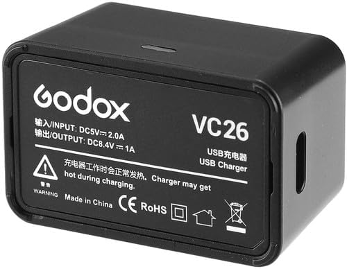 Godox VC26 USB Battery Charger - Godox VB26 VB26A VB26B Battery Charger - godox WB100 WB100A WB100B BatteryCharger, for Charging GodoxAD100Pro V860III V1 V850III MF - R76 Flash Battery - Letwell