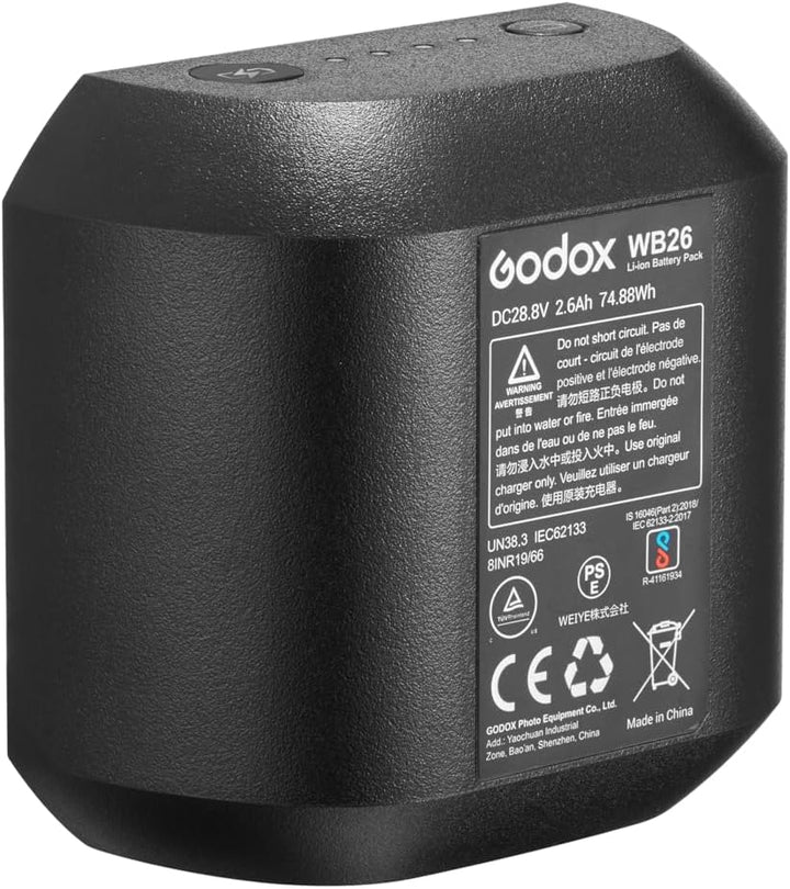GODOX WB26 WB26A Battery for AD600Pro II AD600Pro - 【Upgraded Version】 Rechargeable Li - ion Replacement, DC 28.8V 2.6Ah 74.88Wh – Also Compatible with Flashpoint XPLOR 600PRO II and XPLOR 600PRO - Letwell