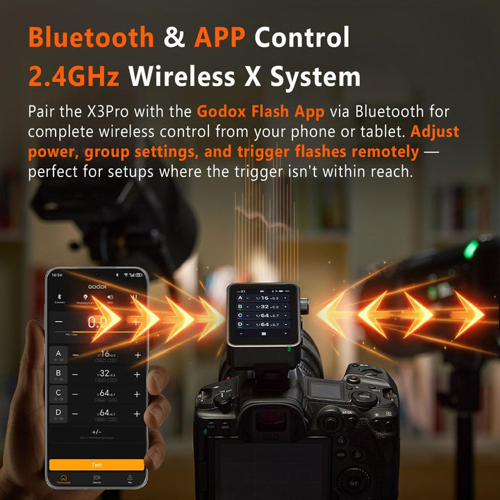 GODOX X3 PRO O for X3PRO TTL Wireless Flash Trigger for Olympus with Bluetooth Integration & APP Control Touch Screen 2.4GHz Wireless X System Pro Shooting Modes Shutter Control Fast Charging - Letwell